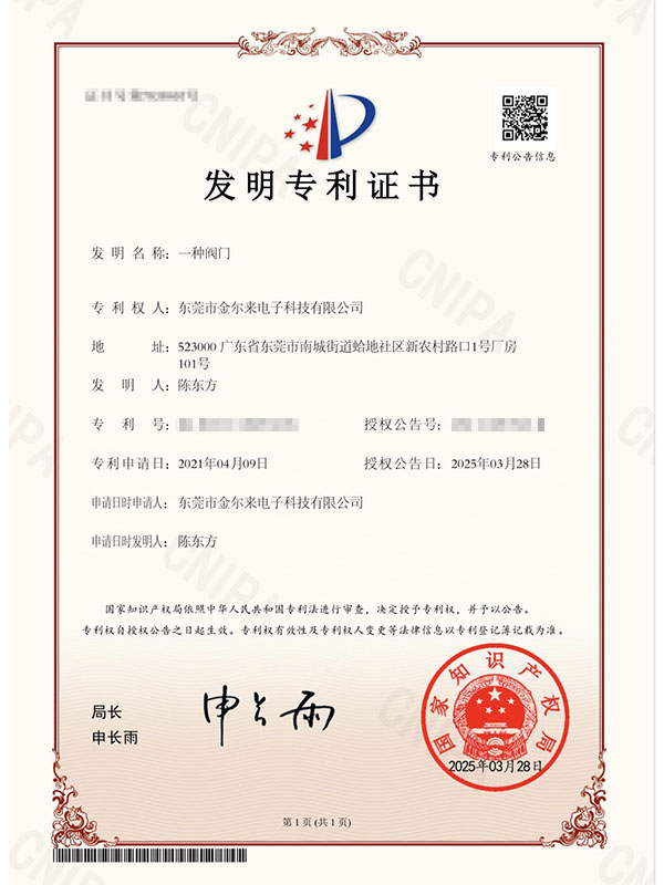 一种阀门-发明专利证...