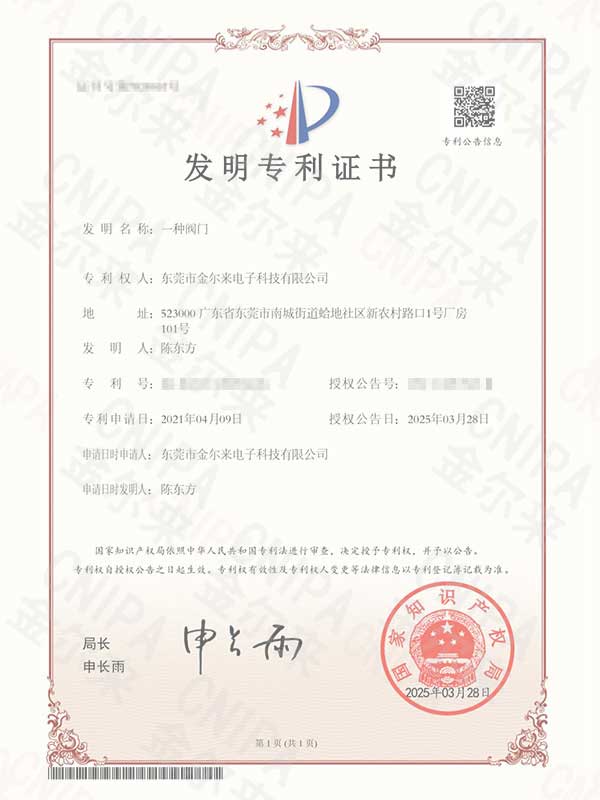 一种阀门-发明专利证...